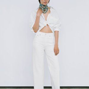 NEW ZARA WHITE ZW THE HIGH WAIST CULOTTES JEANS in US SIZE 2